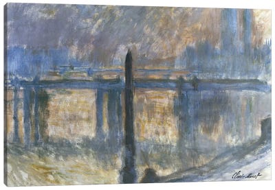 Cleopatra's Needle and Charing Cross Bridge; L'Aiguille de Cleopatre et Charing Cross Bridge, 1899-1901  Canvas Art Print - Claude Monet