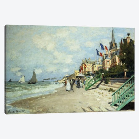 The Beach at Trouville (La Plage a Trouville), 1870  Canvas Print #BMN5909} by Claude Monet Canvas Artwork