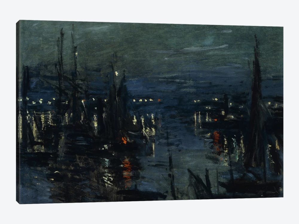 The Port of Le Havre, Night Effect (Le Port de Havre, effet du Nuit), 1873  by Claude Monet 1-piece Canvas Artwork