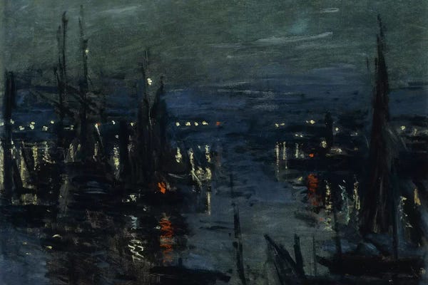 Claude Monet: The Port of Le Havre, Night Effect (Le Port de Havre, effet du Nuit), 1873  by Claude Monet