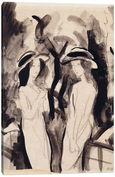 Two Girls; Zwei Madchen, 1914  Canvas Art Print - August Macke