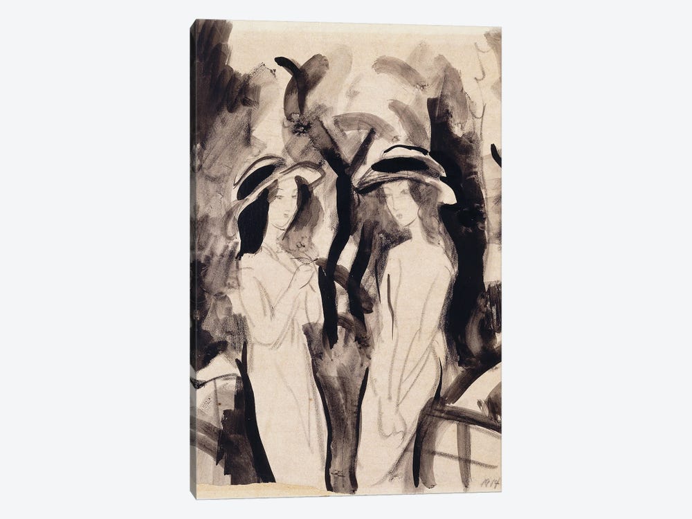 Two Girls; Zwei Madchen, 1914  by August Macke 1-piece Canvas Print