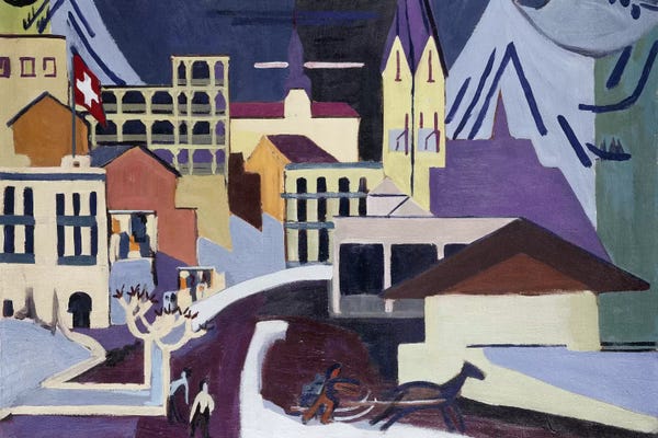 Trains: Davos-Platz Railway Station; Davos-Platz am Banhof, 1931  by Ernst Ludwig Kirchner