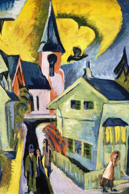 Konigstein with Red Church; Konigstein mit roter Kirche, 1916  by Ernst Ludwig Kirchner wall art