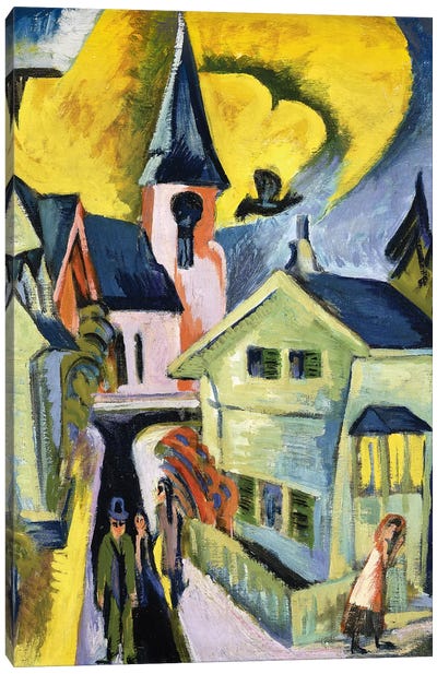 Konigstein with Red Church; Konigstein mit roter Kirche, 1916  Canvas Art Print - Ernst Ludwig Kirchner