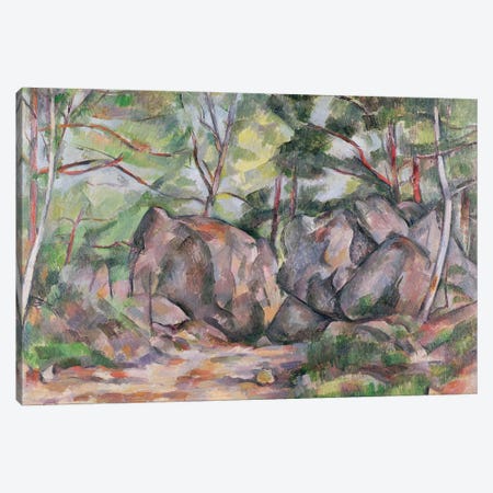 Woodland with Boulders, 1893  Canvas Print #BMN593} by Paul Cezanne Canvas Artwork
