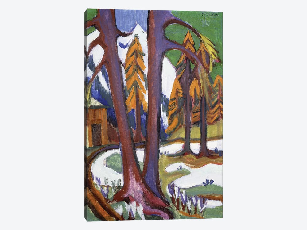 Mountain-Early Spring with Larchen; Berg-Vorfruhling mit Larchen, c.1921-1923  by Ernst Ludwig Kirchner 1-piece Canvas Print