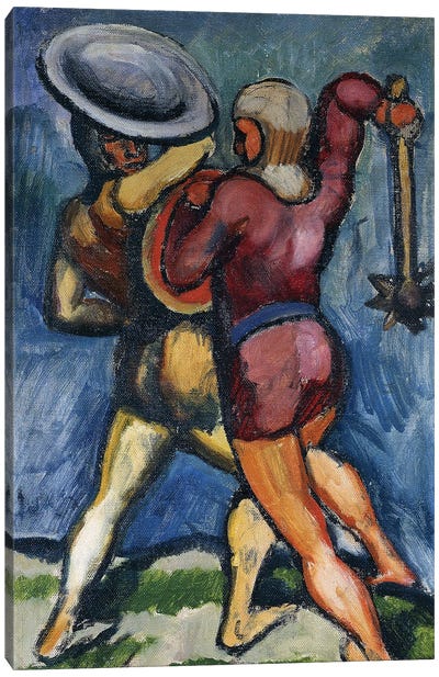 Two Warriors; Zwei Kampfende, 1910  Canvas Art Print - August Macke