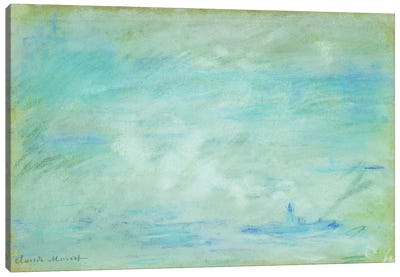 Boat on the Thames, haze effect; Bateau sur la Tamise, effet de brume, 1901  Canvas Art Print - Claude Monet