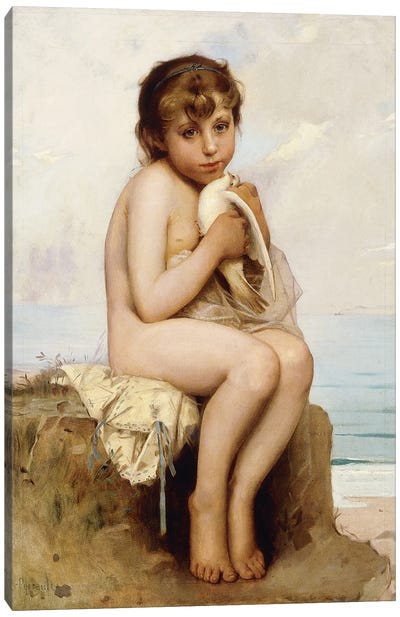 Nude Child with Dove,  Canvas Art Print