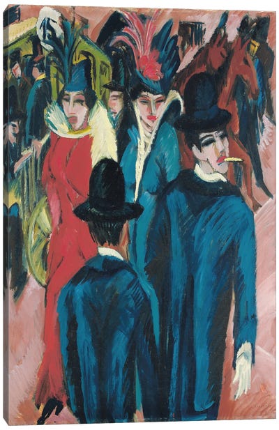 Berlin Street Scene, 1913-14  Canvas Art Print
