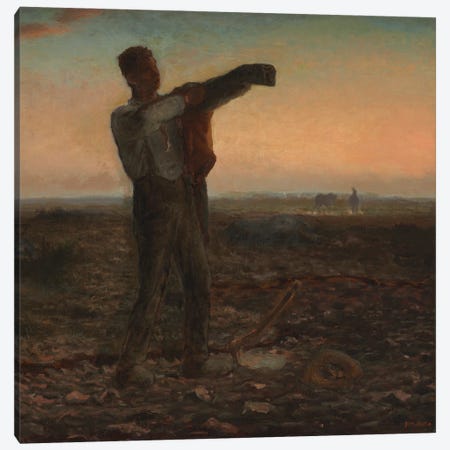 The End of the Day, Effect of Evening  Canvas Print #BMN5963} by Jean-Francois Millet Canvas Wall Art