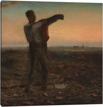 The End of the Day, Effect of Evening  Canvas Art Print - Jean Francois Millet