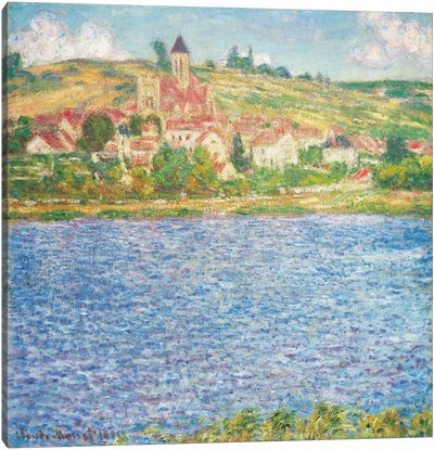 Vetheuil, Afternoon, 1901  Canvas Art Print - Coastal Village & Town Art