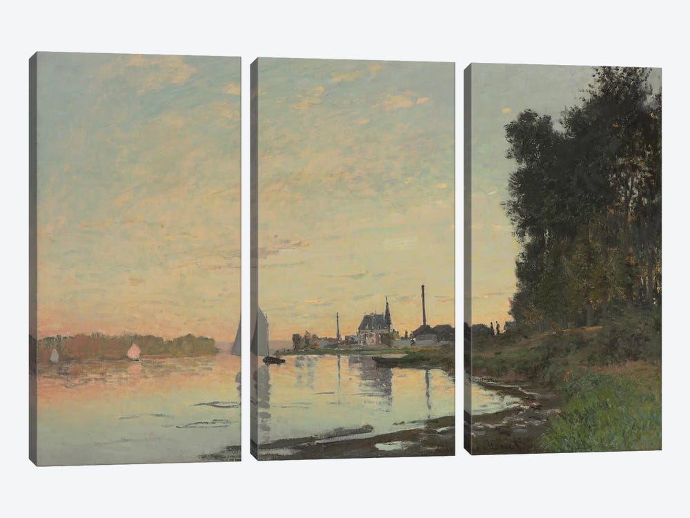 The End of the Afternoon, Argenteuil, 1872  by Claude Monet 3-piece Canvas Print