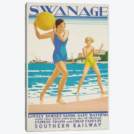 Swanage, 1938  Canvas Print #BMN5976} by Kenneth Shoesmith Canvas Art