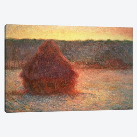 Haystacks at Sunset, Frosty Weather, 1891 Canvas Print #BMN597} by Claude Monet Art Print
