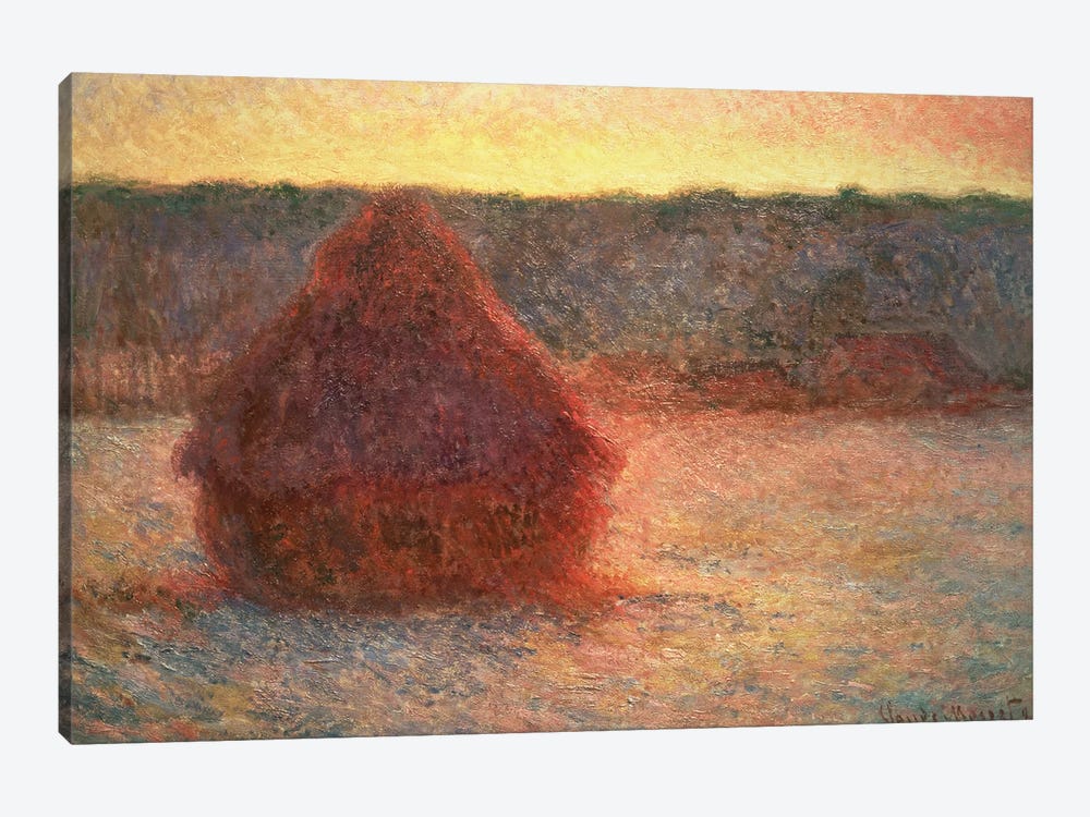 Haystacks at Sunset, Frosty Weather, 1891 by Claude Monet 1-piece Canvas Art Print