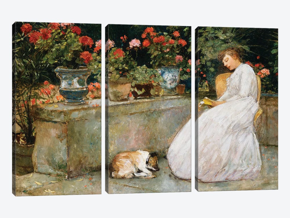 Reading, 1888  by Childe Hassam 3-piece Canvas Art Print