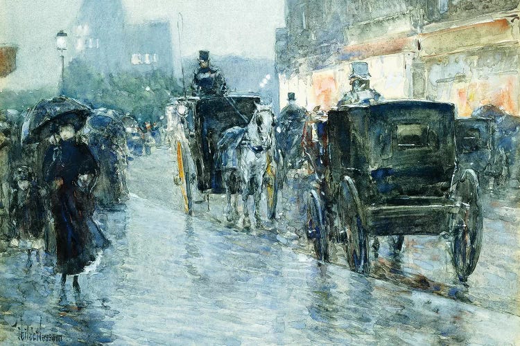 Horse Drawn Cabs at Evening, New York, 