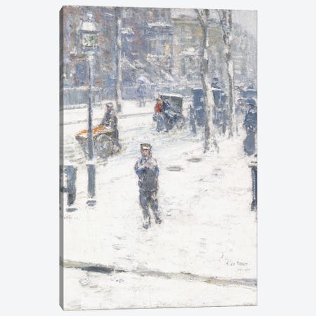 Snow Storm, Fifth Avenue, New York, 1907  Canvas Print #BMN5995} by Childe Hassam Canvas Wall Art