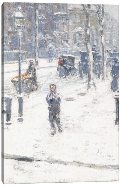 Snow Storm, Fifth Avenue, New York, 1907  Canvas Art Print - Childe Hassam