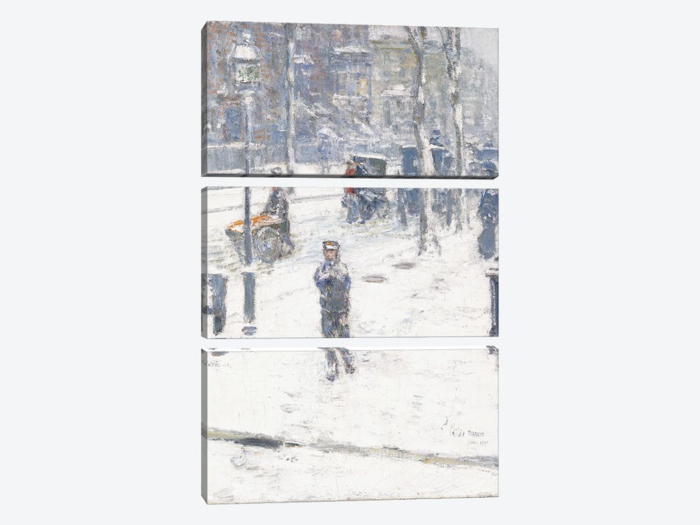 Snow Storm, Fifth Avenue, New York, 1907  3-piece Canvas Print