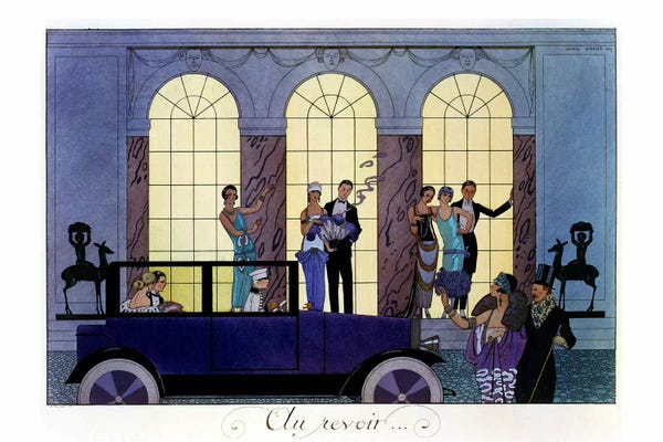Art Deco: Farewell, engraved by Henri Reidel, 1920 (litho) by George Barbier