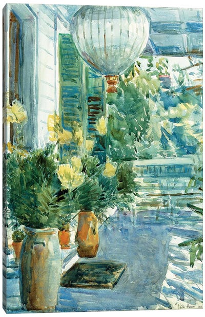 Veranda of the Old House, 1912  Canvas Art Print - Childe Hassam