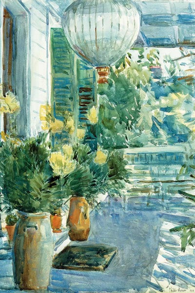 Childe Hassam: Veranda of the Old House, 1912  by Childe Hassam