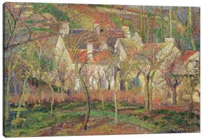 The Red Roofs, or Corner of a Village, Winter, 1877  Canvas Art Print - Camille Pissarro
