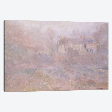 Houses at Falaise in the Fog, 1885  Canvas Print #BMN6032} by Claude Monet Canvas Artwork