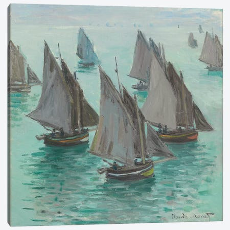 Fishing Boats, Calm Sea, 1868  Canvas Print #BMN6034} by Claude Monet Art Print