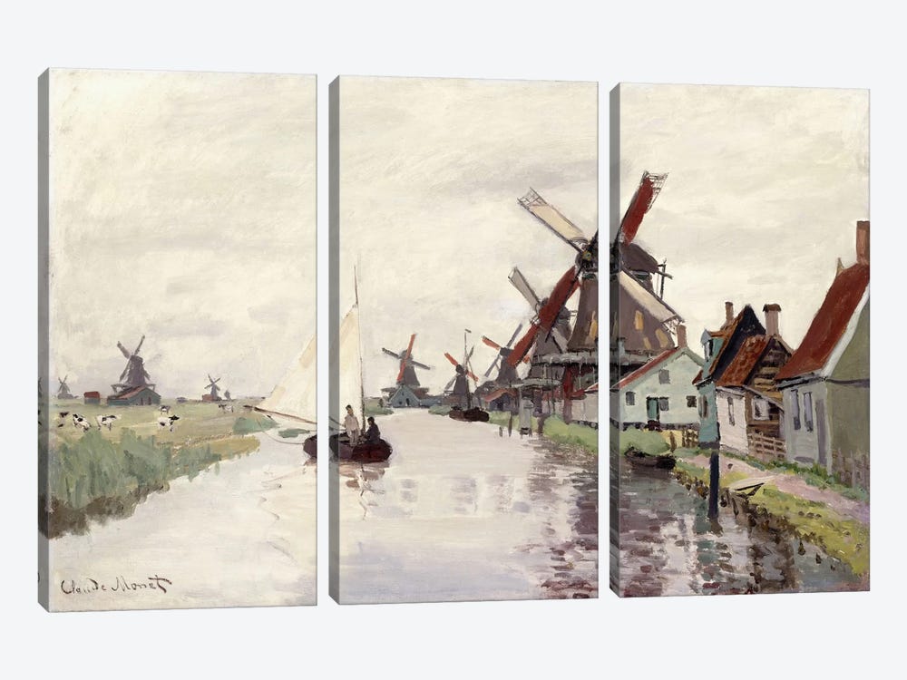 Windmill in Holland, 1871  by Claude Monet 3-piece Canvas Print