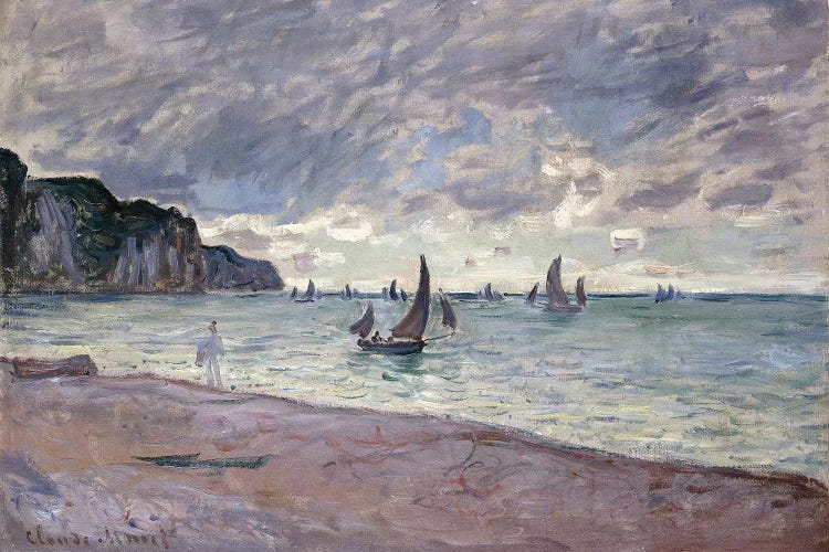 Fishing Boats in front of the Beach and Cliffs of Pourville, 1882 