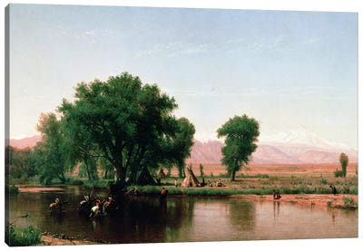 Crossing the Ford, Platte River, Colorado  Canvas Art Print