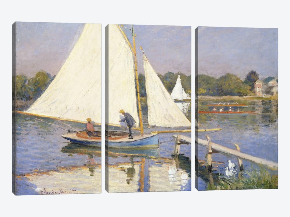 Boaters at Argenteuil, 1874  by Claude Monet 3-piece Canvas Artwork