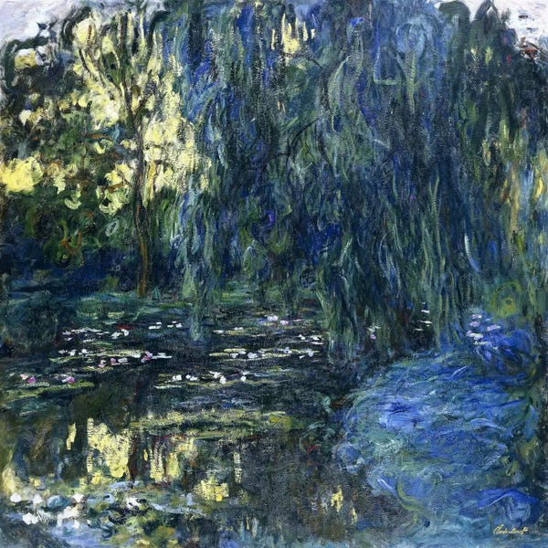Claude Monet: View of the Lilypond with Willow, c.1917-1919  by Claude Monet