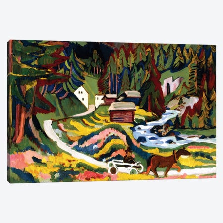 Landscape in Spring, Sertig, 1924-25  Canvas Print #BMN6062} by Ernst Ludwig Kirchner Canvas Art Print