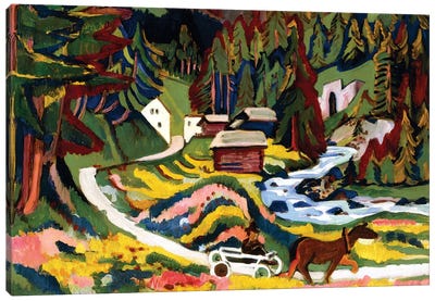 Landscape in Spring, Sertig, 1924-25  Canvas Art Print - Modernism Art
