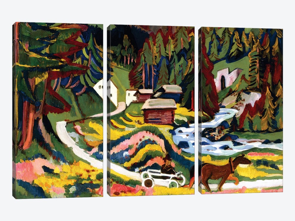 Landscape in Spring, Sertig, 1924-25  by Ernst Ludwig Kirchner 3-piece Art Print