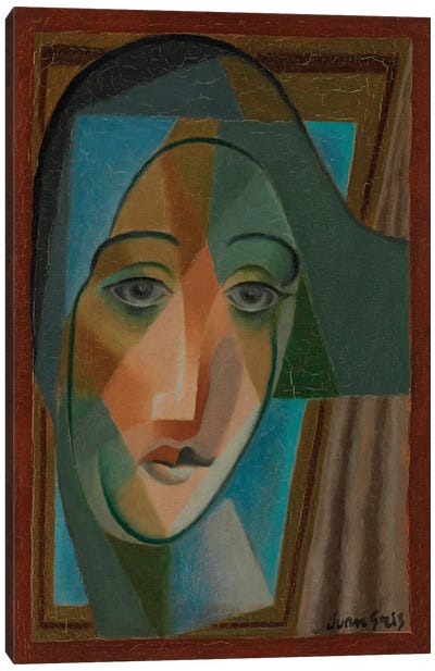 Head of a Harlequin, 1924  Canvas Art Print - Cubism Art