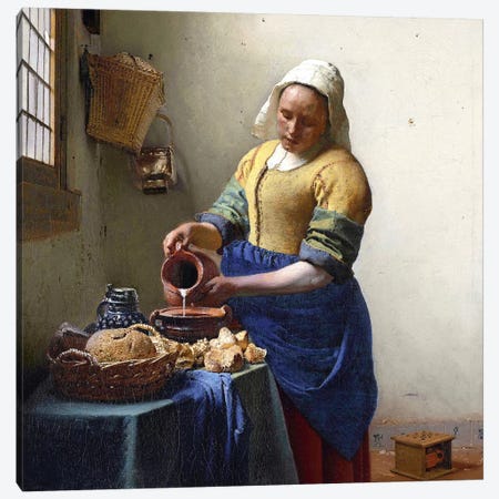 The Milkmaid Canvas Print #BMN6097} by Johannes Vermeer Canvas Art Print