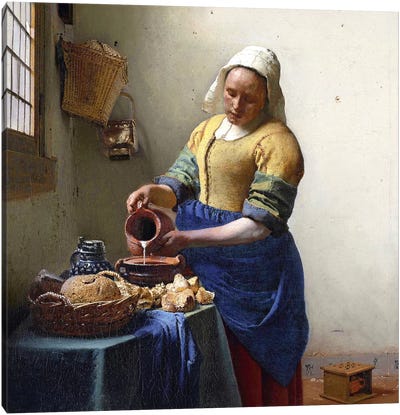 The Milkmaid Canvas Art Print - Johannes Vermeer