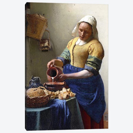 The Milkmaid In Zoom Canvas Print #BMN6098} by Johannes Vermeer Canvas Art