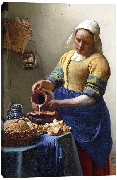 The Milkmaid In Zoom Canvas Art Print - Johannes Vermeer