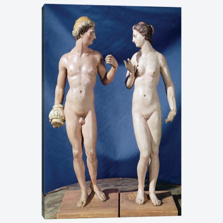 Adam And Eve (Painted Plaster) Canvas Print #BMN6102} by El Greco Canvas Wall Art