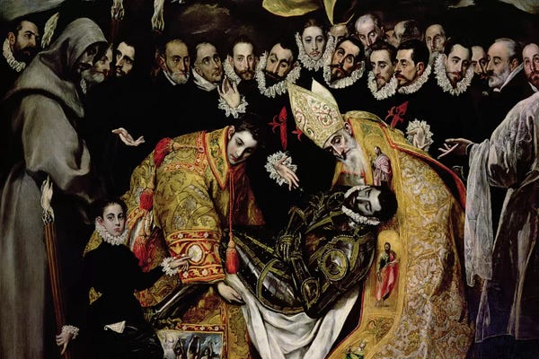 El Greco: Bottom Half In Detail, The Burial Of Count Orgaz (Illustration of a Local Legend), 1586-88 by El Greco