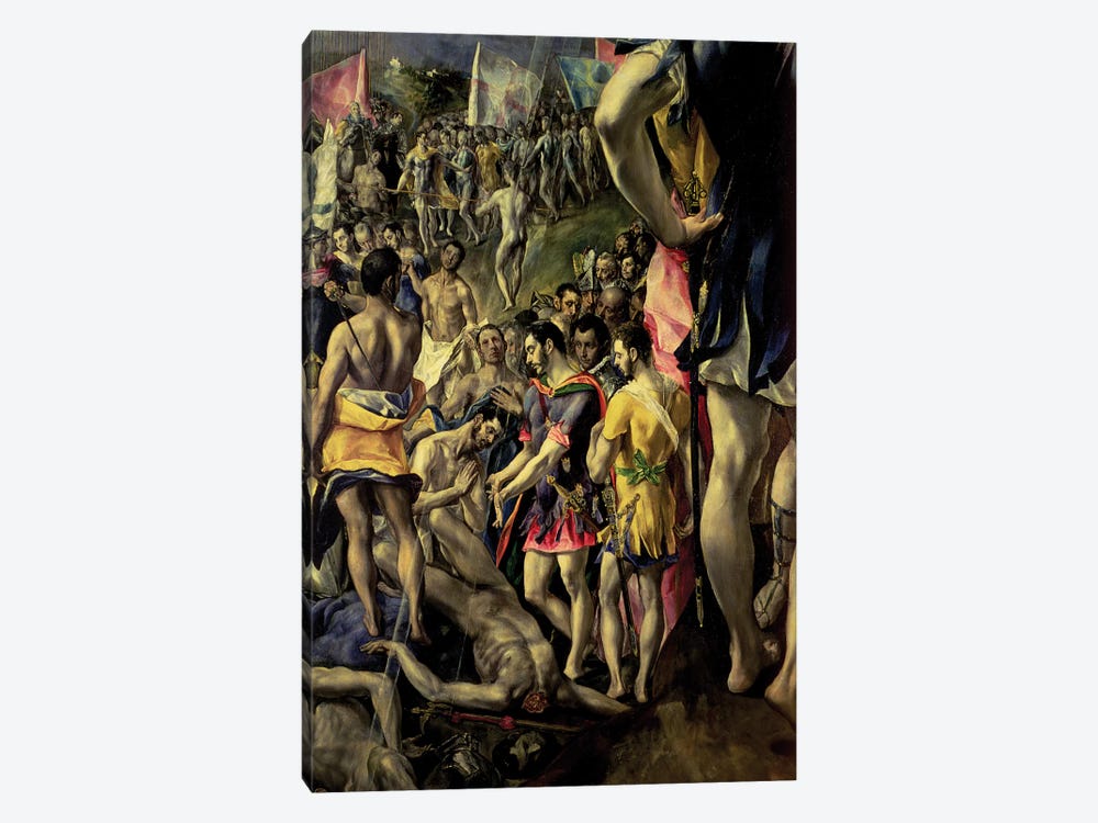 Bottom Left In Detail, The Martyrdom Of St. Maurice, 1580-83 by El Greco 1-piece Canvas Art Print