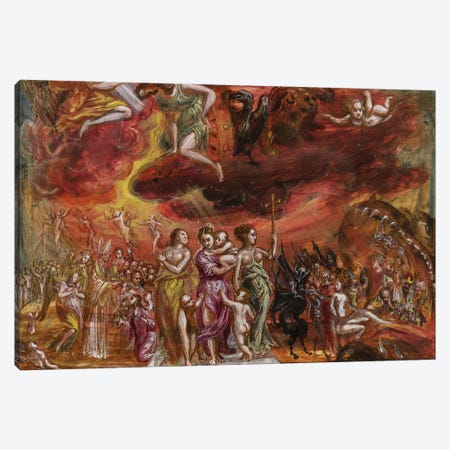 Bottom Third, Allegory Of The Christian Knight (Front Side Of Central Panel From El Greco's Portable Altar) Canvas Print #BMN6112} by El Greco Canvas Art Print